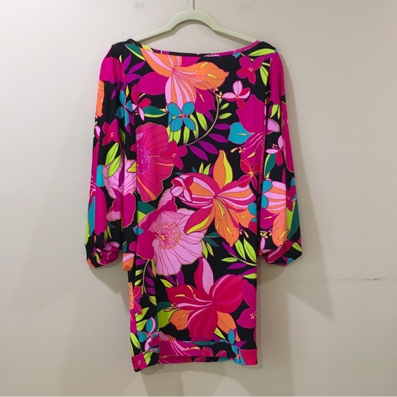 New  Trina Turk SOLAR FLORAL TUNIC SWIM COVER UP Dress Beach Resort Cruise SZ M - Picture 4 of 7